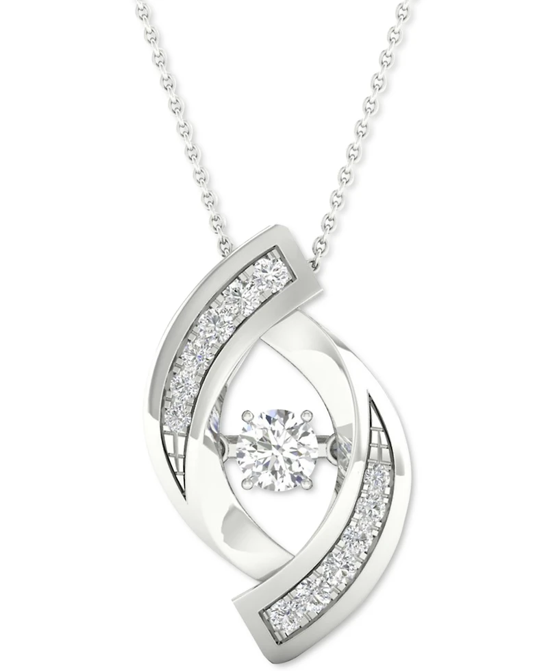 Twinkling Diamond Star Diamond Swirl 18" Pendant Necklace (1/4 ct. t.w.) in 10k White Gold