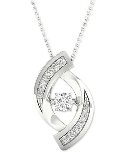Twinkling Diamond Star Diamond Swirl 18" Pendant Necklace (1/4 ct. t.w.) in 10k White Gold