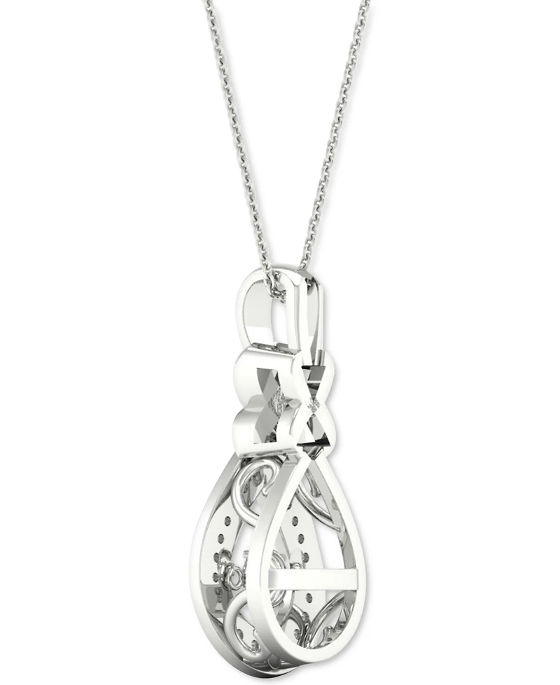 Twinkling Diamond Star Diamond Teardrop Halo 18" Pendant Necklace (1/4 ct. t.w.) in 10k White Gold