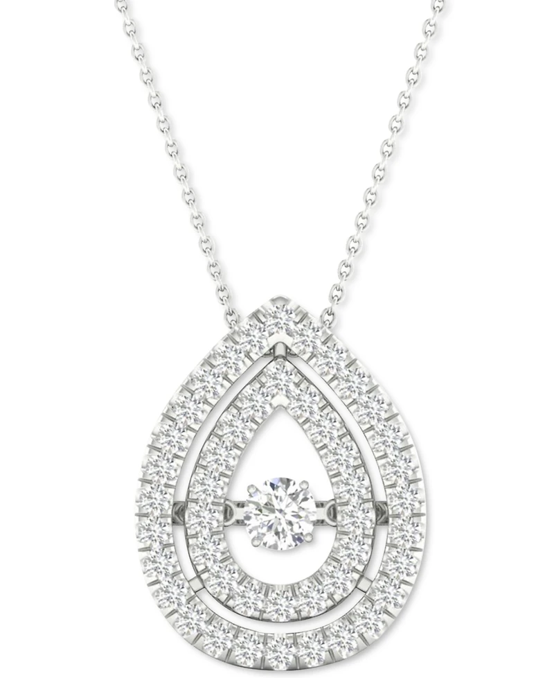 Twinkling Diamond Star Diamond Double Teardrop Halo 18" Pendant Necklace (3/8 ct. t.w.) in 10k White Gold