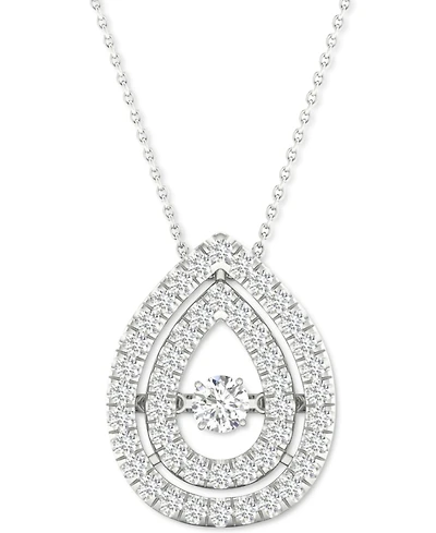 Twinkling Diamond Star Diamond Double Teardrop Halo 18" Pendant Necklace (3/8 ct. t.w.) in 10k White Gold