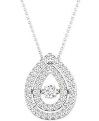 Twinkling Diamond Star Diamond Double Teardrop Halo 18" Pendant Necklace (3/8 ct. t.w.) in 10k White Gold