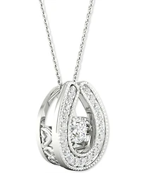 Twinkling Diamond Star Diamond Horseshoe 18" Pendant Necklace (1/4 ct. t.w.) in 10k White Gold