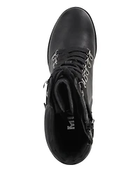 Mia Women's Annamaria Block Heel Lug Sole Biker Boots