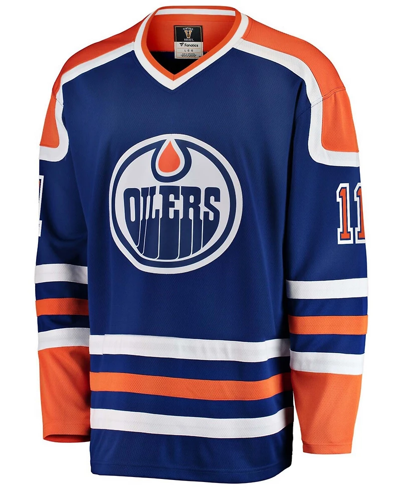 Fanatics Men's Mark Messier Blue Edmonton Oilers Premier Breakaway Retired Player Jersey