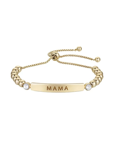Gold Flash Plated "Mama" Bar and Bead Bolo Bracelet