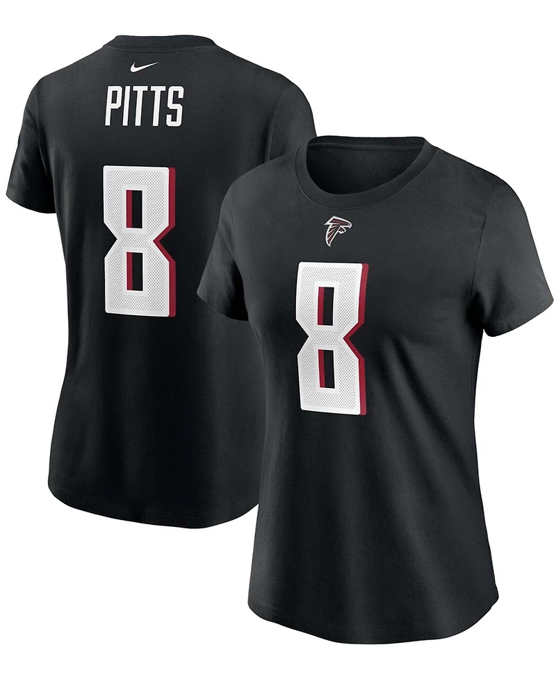 Women's Kyle Pitts Black Atlanta Falcons 2021 Nfl Draft First Round Pick Player Name Number T-shirt