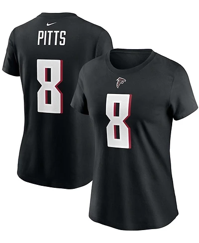 Women's Kyle Pitts Black Atlanta Falcons 2021 Nfl Draft First Round Pick Player Name Number T-shirt