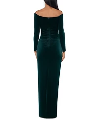 Xscape Petite Velvet Off-The-Shoulder Gown