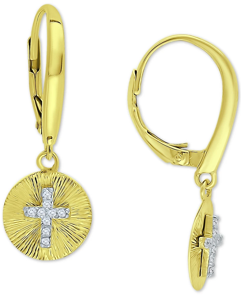 Giani Bernini Cubic Zirconia Cross Disc Drop Earrings, Created for Macy's