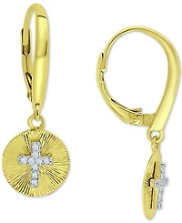 Giani Bernini Cubic Zirconia Cross Disc Drop Earrings, Created for Macy's