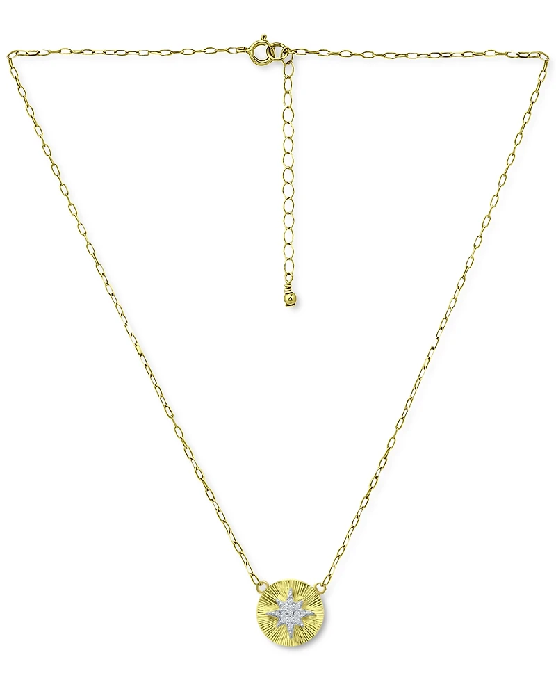 Giani Bernini Cubic Zirconia Starburst Disc Pendant Necklace, 16" + 2" extender, Created for Macy's
