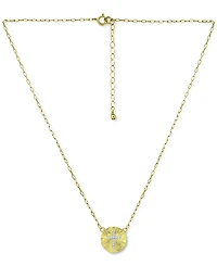 Giani Bernini Cubic Zirconia Cross Disc Pendant Necklace, 16" + 2" extender, Created for Macy's