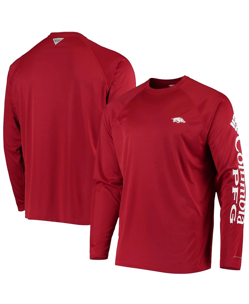 Men's Pfg Cardinal Arkansas Razorbacks Terminal Tackle Omni-Shade Long Sleeve T-shirt