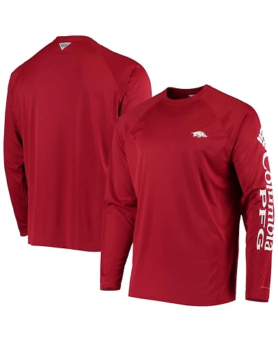 Men's Pfg Cardinal Arkansas Razorbacks Terminal Tackle Omni-Shade Long Sleeve T-shirt