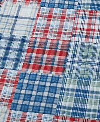 Nautica Raeford Blue Cotton Reversible 3 Piece Quilt Set, Full/Queen
