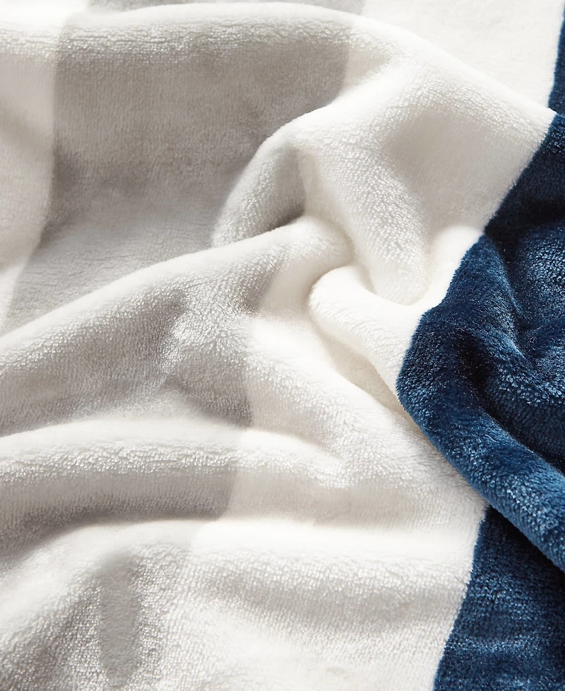 Nautica Awning Stripe Ultra Soft Plush Reversible Throw, 60" X 50"