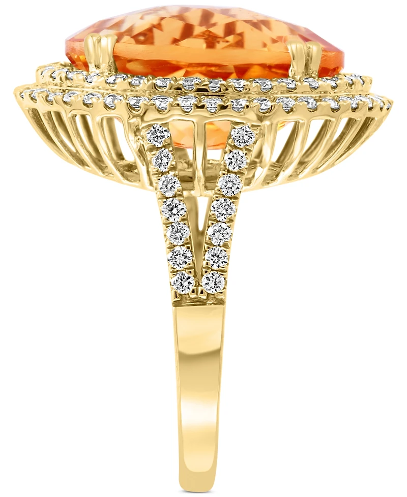 Effy Citrine (9-1/3 ct. t.w.) & Diamond (1 Halo Ring 14k Gold