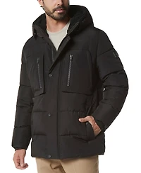 Marc New York Men's Yarmouth Micro Sheen Parka Jacket with Fleece-Lined Hood