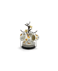Pomegranate 9 Piece Demitasse Cups and Stand Set