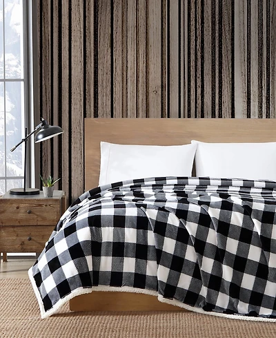 Eddie Bauer Cabin Plaid Ultra Soft Plush Fleece Reversible Blanket, King