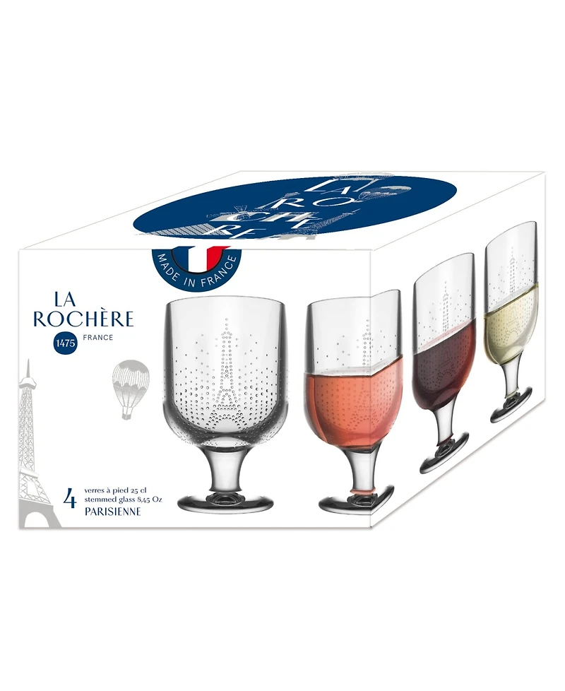 La Rochere Parisienne 9 Ounce Stemmed Wine Glass, Set of 4