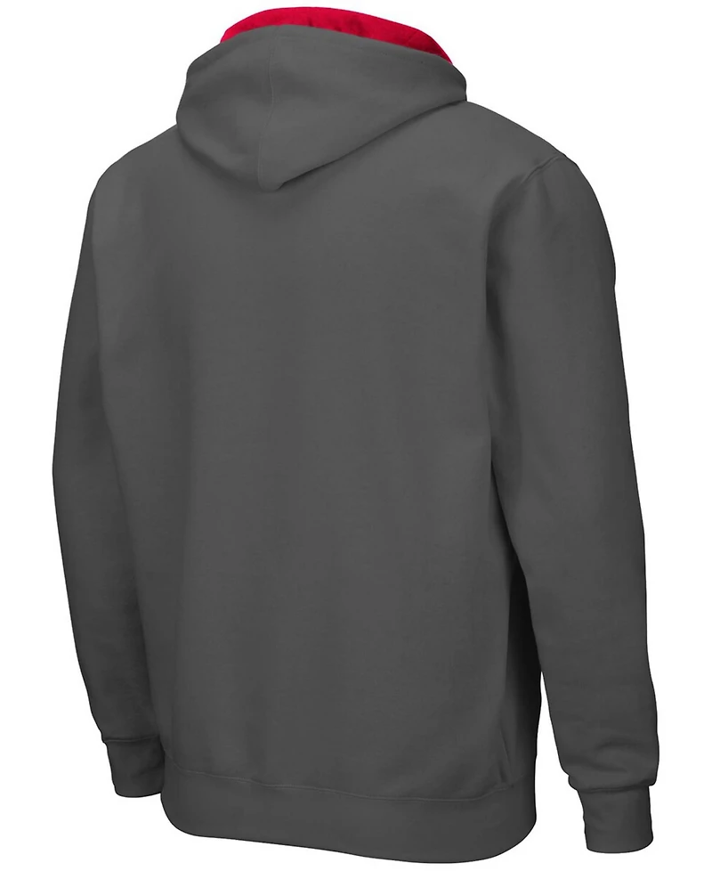Men's Charcoal Nebraska Huskers Arch Logo 3.0 Full-Zip Hoodie