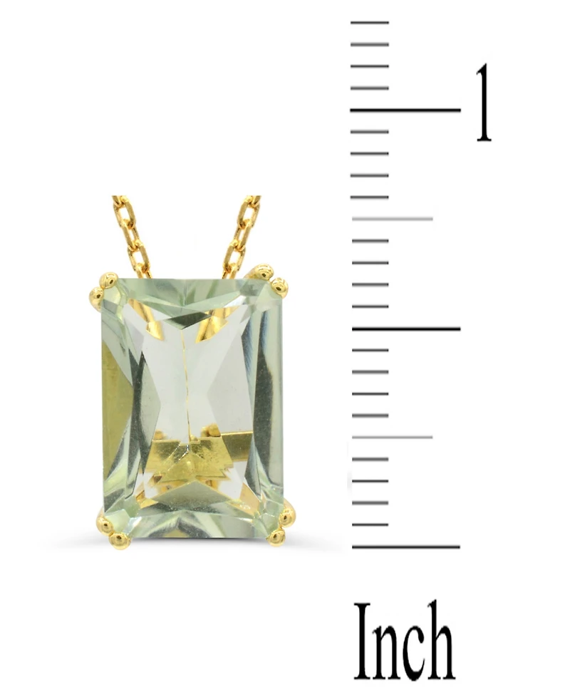 Lime Quartz Solitaire 18" Pendant Necklace in 14k Gold-Plated Sterling Silver (Also in White Quartz & Prasiolite)