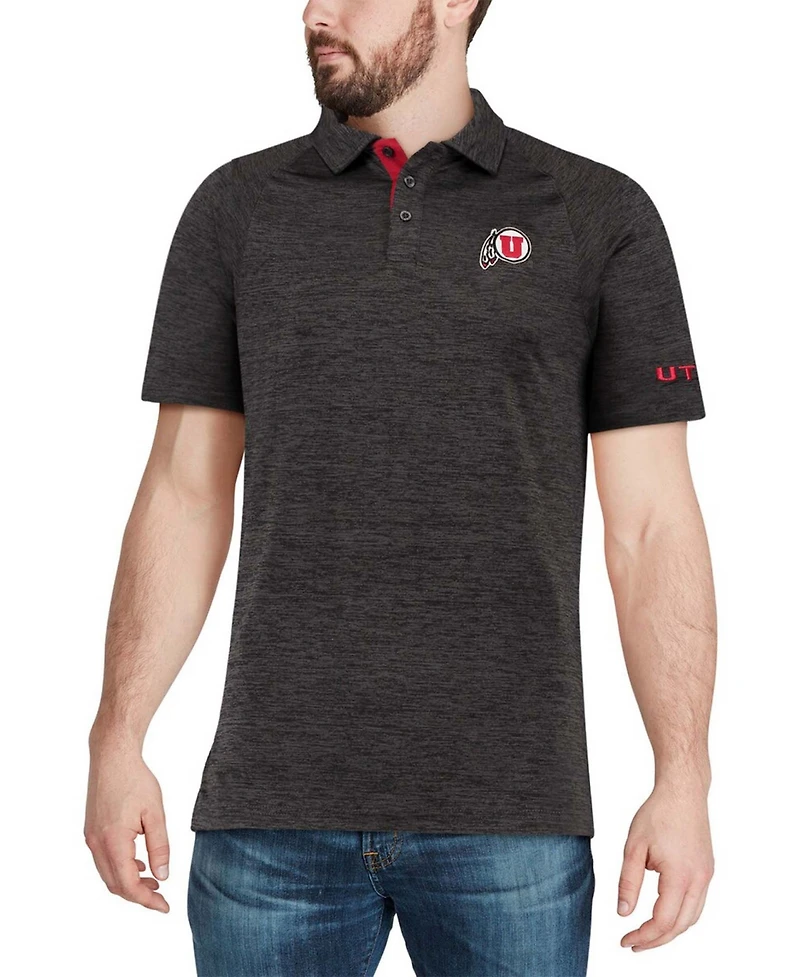 Men's Heather Black Utah Utes Down Swing Polo Shirt