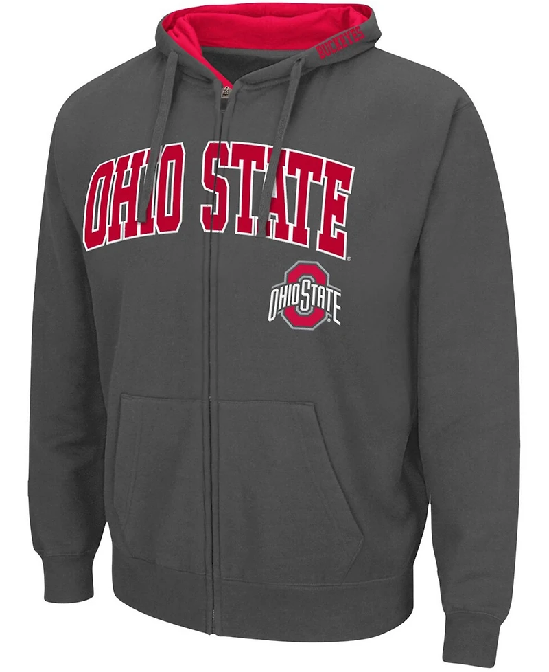 Men's Charcoal Ohio State Buckeyes Logo Full-Zip Hoodie