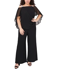 Msk Plus Side Draped Cape-Overlay Jumpsuit