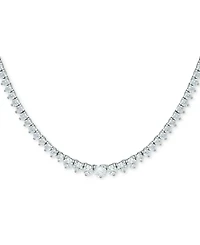 Cubic Zirconia Graduated Tennis 16" Collar Necklace in Sterling Silver