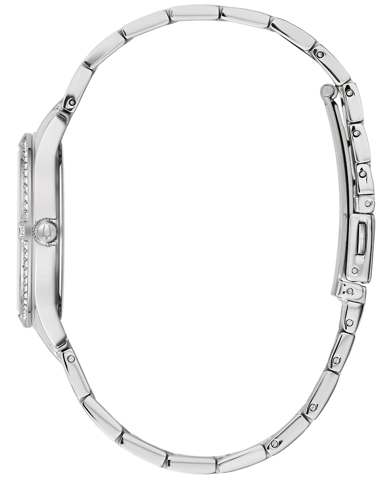 Bulova Women's Embellished Silver-Tone Stainless Steel Bracelet Watch 32mm