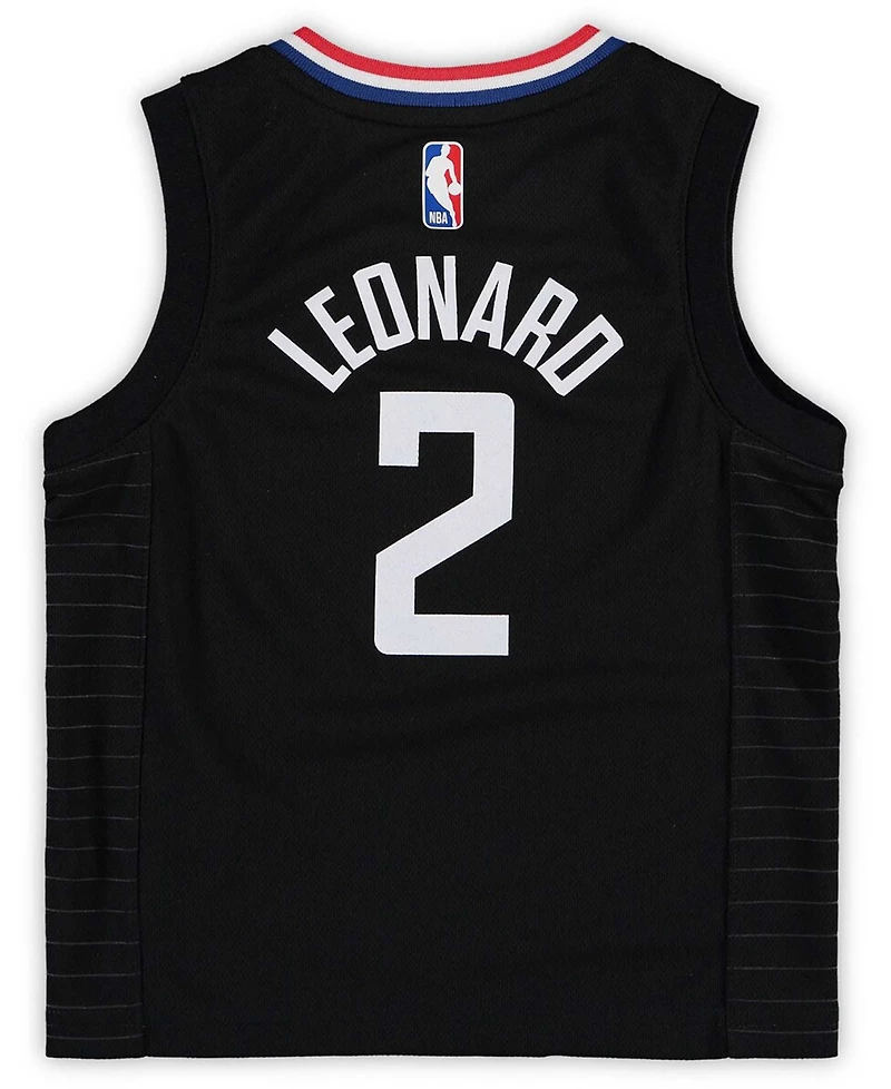 Preschool Girls and Boys Kawhi Leonard Black La Clippers 2020/21 Fast Break Replica Jersey - Statement Edition