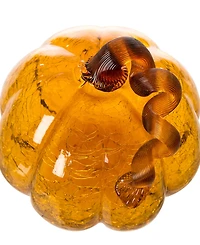 Glitzhome Amber Crackle Pumpkin, Set of 2
