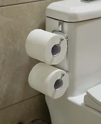 Chrome Toilet Tissue Paper Roll Holder Dispenser, Over The Tank Two Slot Tissue Organizer