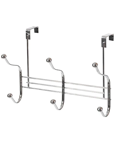 Basicwise Chrome 6 Hook Hanger Organizer, Hang Over The Door Kitchen Vanity Towel Hook, Entryway Coat Rack