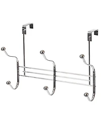 Basicwise Chrome 6 Hook Hanger Organizer, Hang Over The Door Kitchen Vanity Towel Hook, Entryway Coat Rack