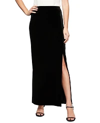 Alex Evenings Women's Side-Slit Velvet Pull-On Skirt