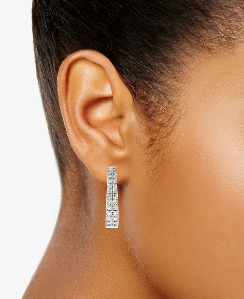 Diamond Graduated In & Out Hoop Earrings (1-1/2 ct. t.w.) in 14k White or Yellow Gold