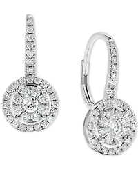 Diamond Halo Cluster Drop Earrings (3/4 ct. t.w.) in 14k White Gold