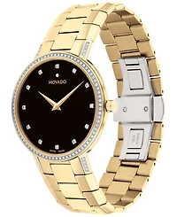 Movado Faceto Men's Swiss Diamond (3/8 ct. t.w.) Gold-Tone Pvd Bracelet Watch 39mm