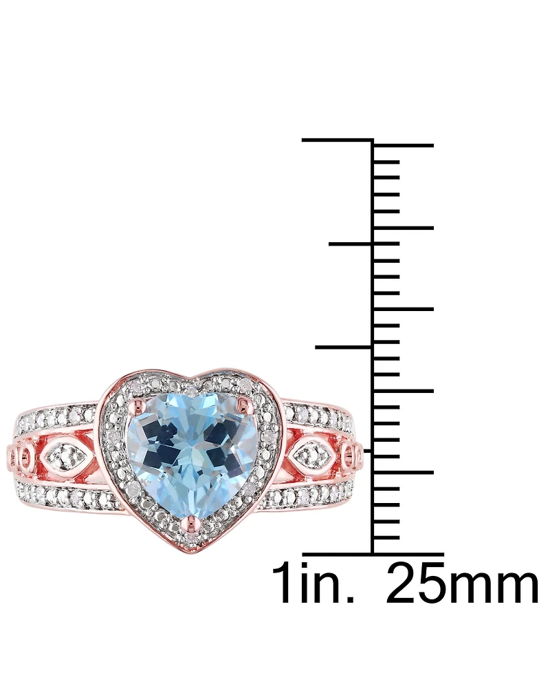 Blue Topaz (2 ct. t.w.) & Diamond (1/10 Heart Ring 18k Rose Gold-Plated Sterling Silver