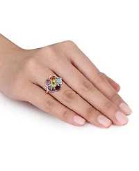 Multi-Gemstone (3-3/8 ct. t.w.) & Diamond (1/20 Ring Gold-Plated Sterling Silver