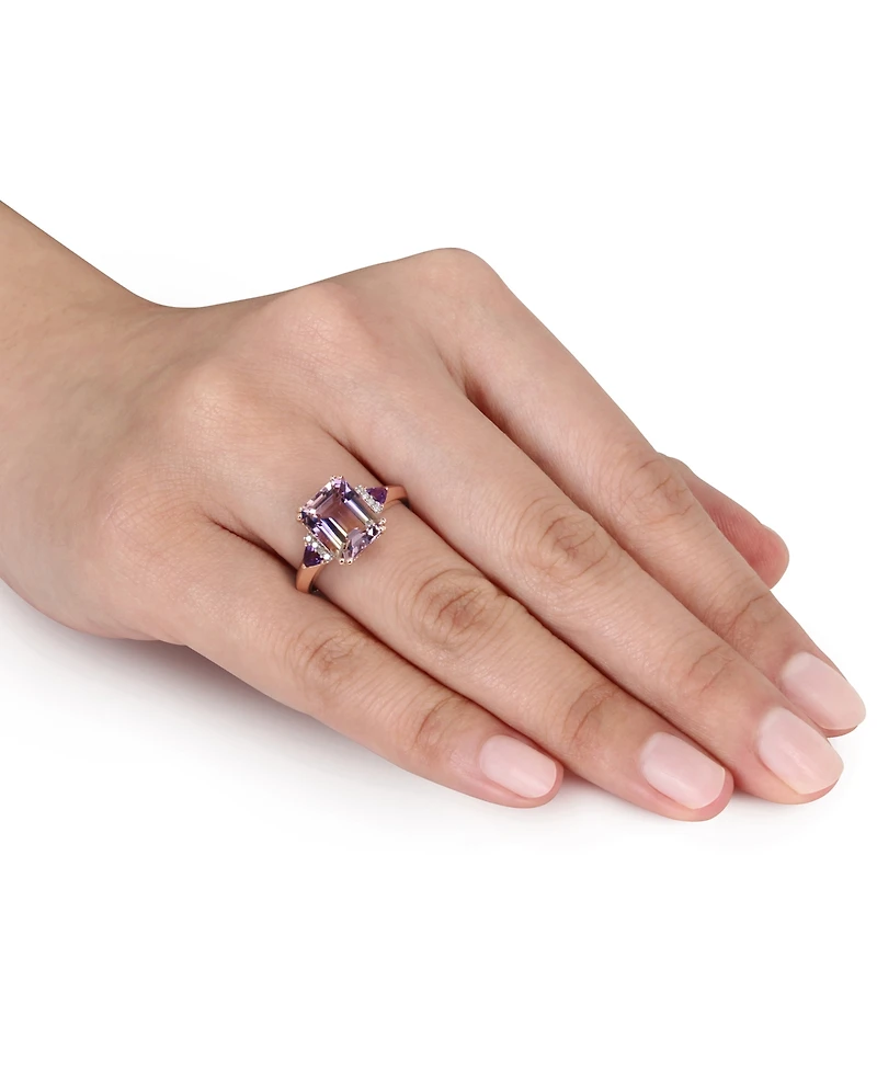 Ametrine (3-1/4 ct. t.w.), Amethyst (1/5 t.w.) & Diamond (1/20 Statement Ring Rose Gold-Plated Sterling Silver