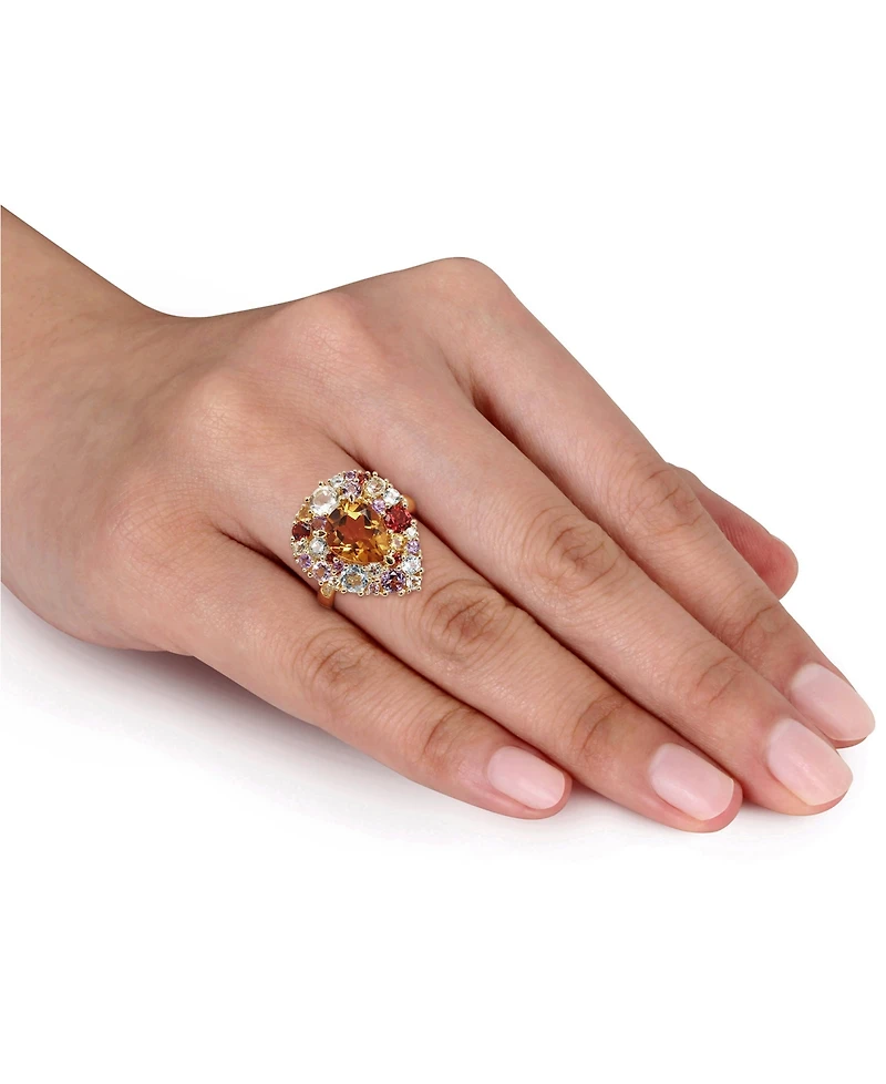 Multi-Gemstone(4-3/4 ct. t.w.) & Diamond Accent Teardrop Cluster Ring 18k Gold-Plated Sterling Silver