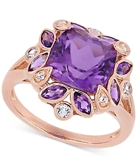 Amethyst (3 ct. t.w.) & White Topaz (1/5 Ring 18k Rose Gold-Plated Sterling Silver