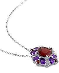 Rhodolite Garnet (3-1/4 ct. t.w.) & Amethyst (1-1/8 ct. t.w.) Cluster 18" Pendant Necklace in Sterling Silver