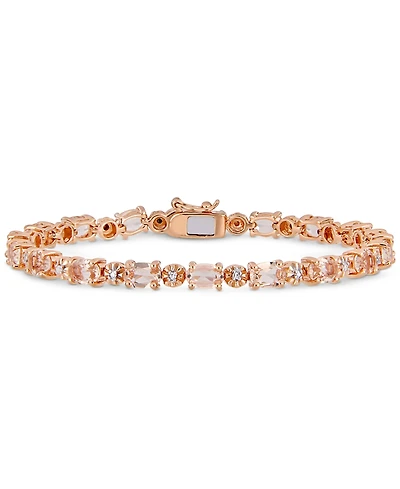Simulated Morganite (9 ct. t.w.) & Diamond Accent Link Bracelet in 18k Rose Gold-Plated Sterling Silver