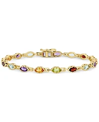 Multi-Gemstone Marquise Bracelet (4-1/2 ct. t.w.) in 18k Gold-Plated Sterling Silver